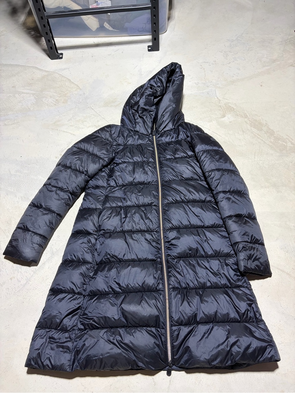 Save the duck ultra light jacket Women's Hooded Long Puffer Coat black 1/S